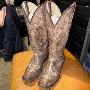 Rare JB Dillon Floral Engraved Cowboy Boots